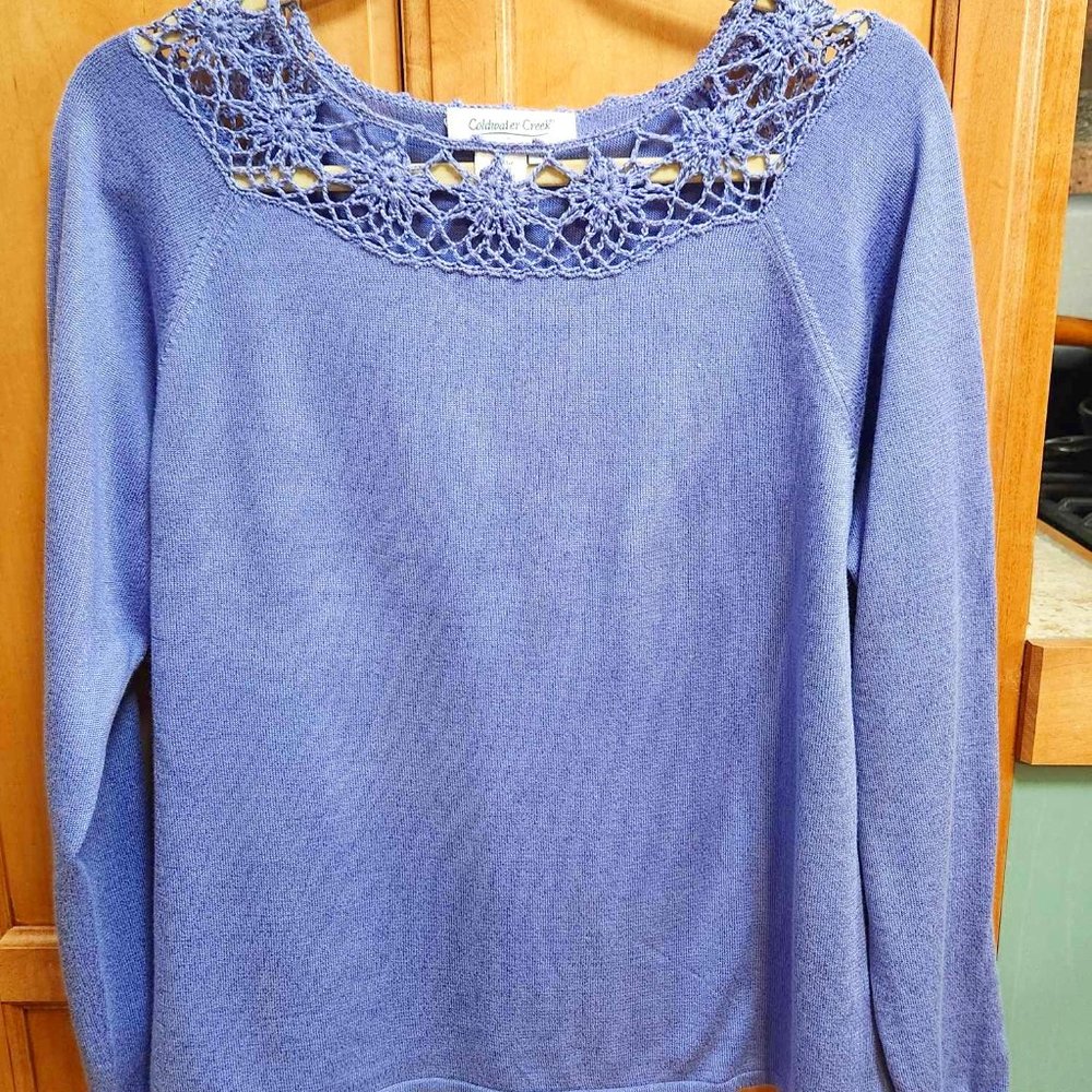 Coldwater Creek Lavender Crochet neck sweater